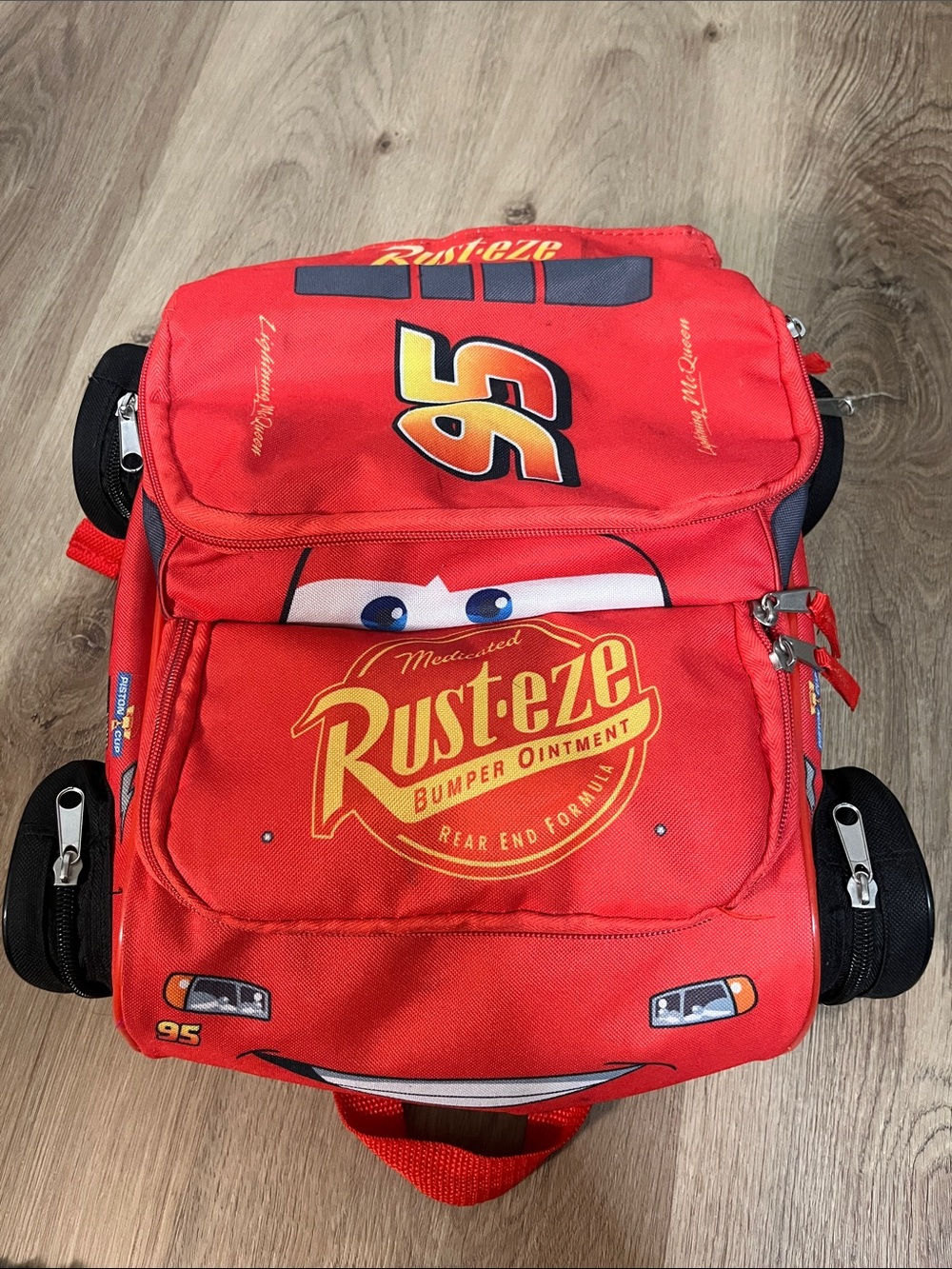 Disney Cars Lightning McQueen Backpack with Pocket Wheels